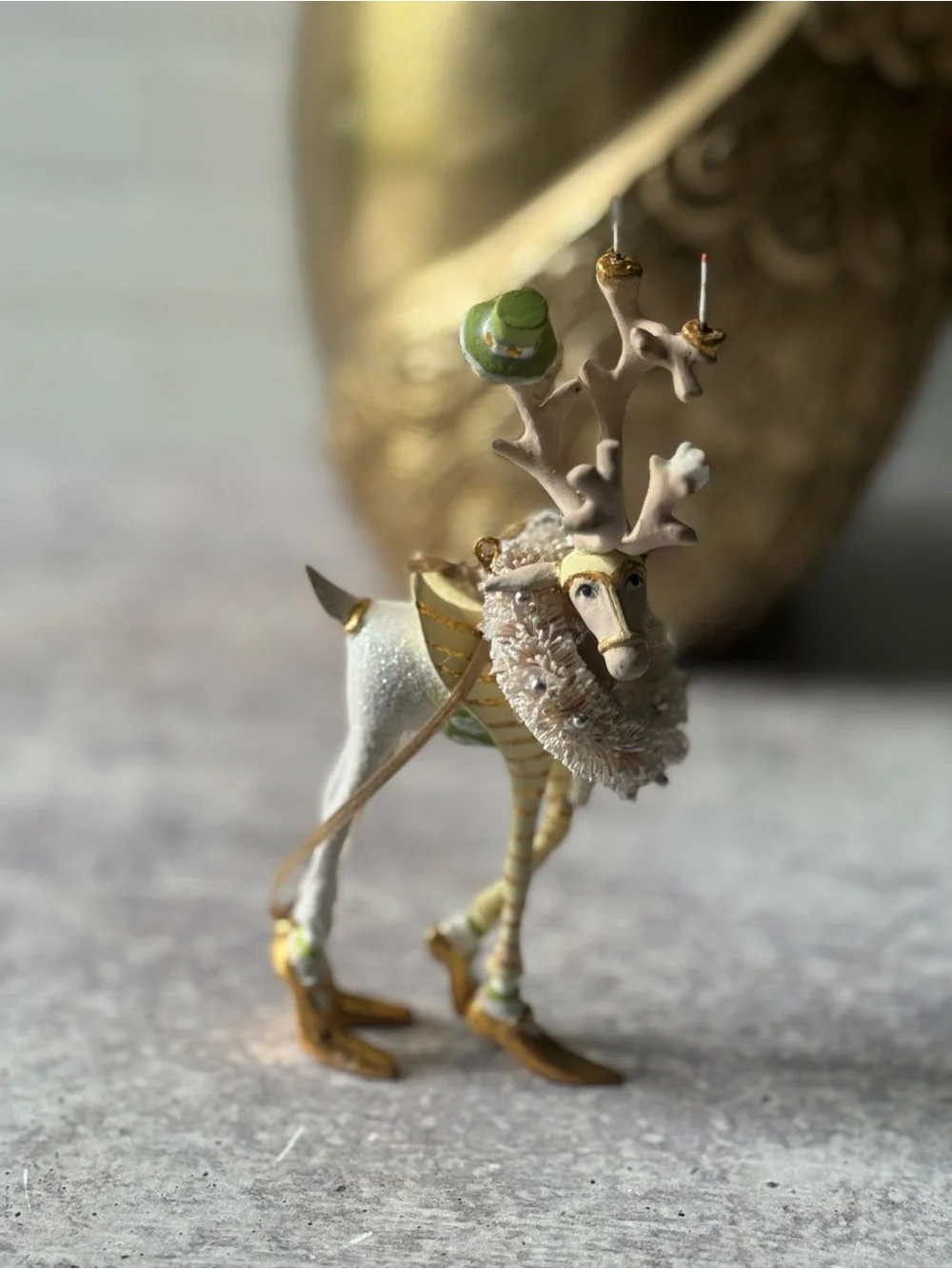 Mackenzie Childs Patience Brewster  Moonbeam Prancer Reindeer Mini Ornament